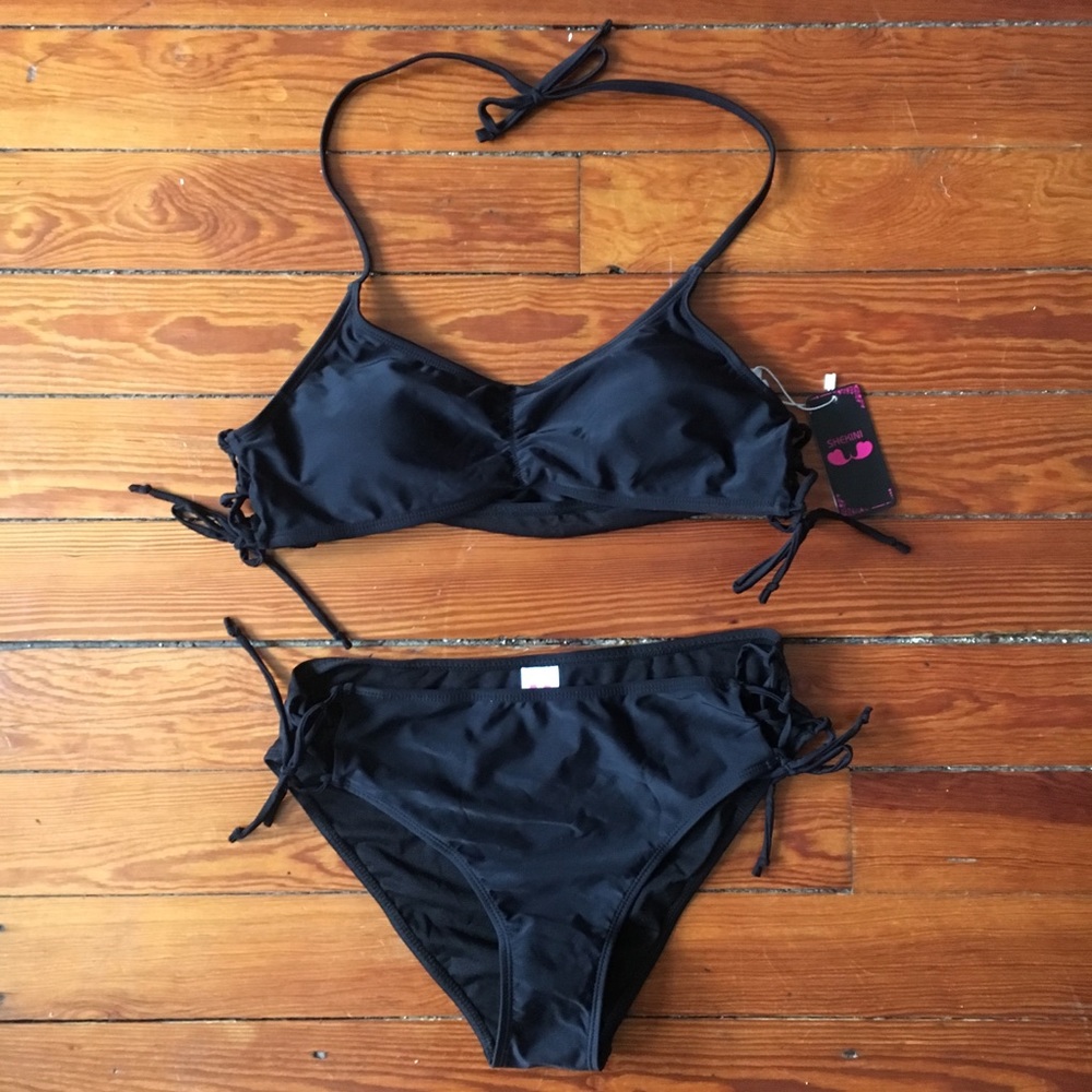 Shekini Adjustable Side Tie Halter Bikini Set NWT